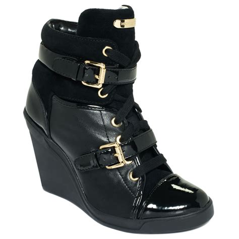 zwarte michael kors sneakers|michael kors black wedge sneakers.